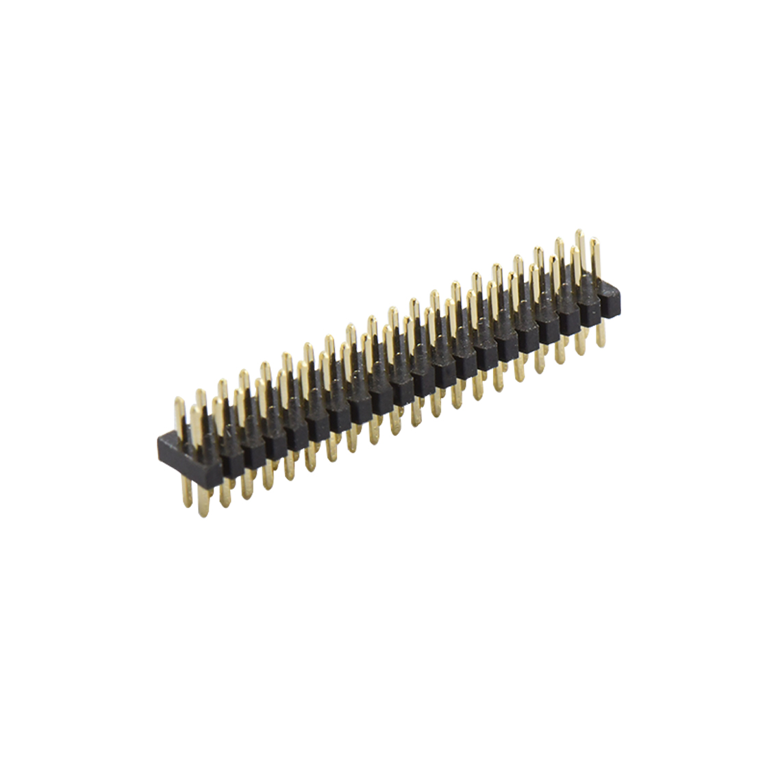 Pitch 1.00mm 180° 双排 DIP排针 塑高1.0mm PC1.6 2X20Pin 黑色 镀全金G/F